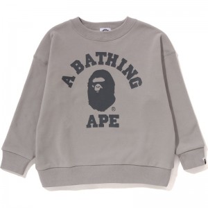 Kids' Bape College Crewneck Relaxed Fit Sweatshirts Grey USA | XK4198118