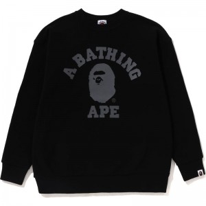 Kids' Bape College Crewneck Relaxed Fit Sweatshirts Black USA | NW0030500