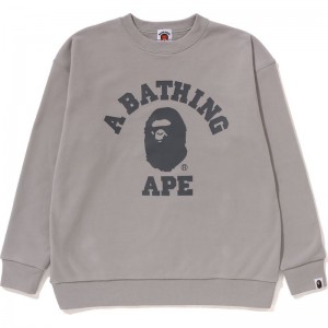 Kids' Bape College Crewneck Relaxed Fit Sweatshirts Grey USA | LY5691261