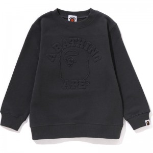 Kids' Bape College Embossed Crewneck Sweatshirts Grey USA | JH6915395