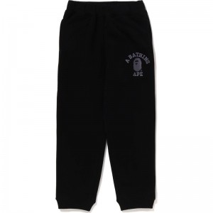 Kids' Bape College Embroidery Sweat Pants Relaxed Fit Pants Black USA | HW9200920