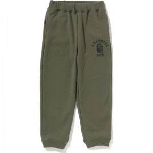 Kids' Bape College Embroidery Sweat Pants Relaxed Fit Pants Olivedrab USA | PN9689269