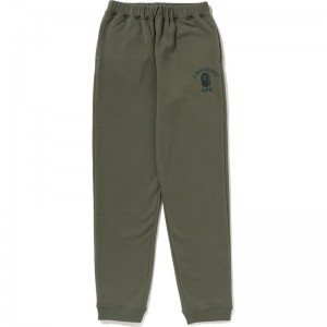 Kids' Bape College Embroidery Sweat Pants Relaxed Fit Pants Olivedrab USA | LE6283723