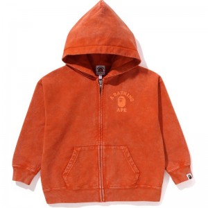 Kids' Bape College Overdye Zip Hoodie Relaxed Fit Hoodie Orange USA | YJ3848388