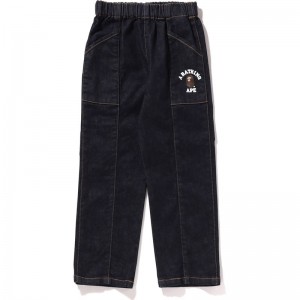 Kids' Bape College Panel Denim Pants Pants Indigo USA | KS2172712