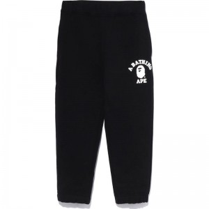 Kids' Bape College Sweat Pants Pants Black USA | HB7686266