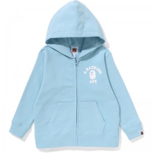 Kids' Bape College Zip Hoodie Hoodie Sax USA | DZ4442342