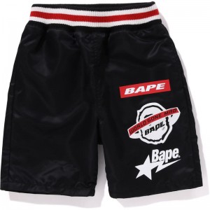 Kids' Bape Emblem Print Shorts Shorts Black USA | UG5188318