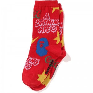 Kids' Bape Graffiti Pattern Socks Socks Red USA | BL4162612