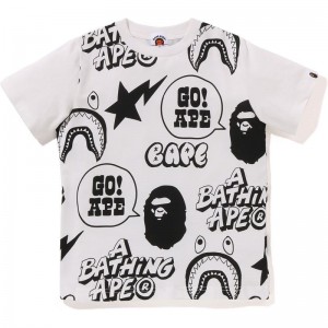 Kids' Bape Graffiti Pattern Tee Loose Fit Cut And Sewn White USA | IH1646366