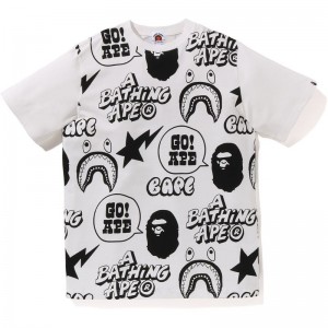 Kids' Bape Graffiti Pattern Tee Loose Fit Cut And Sewn White USA | DC9564454