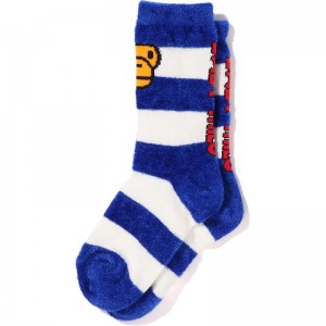 Kids' Bape Hoop Baby Milo Face Socks Socks Blue USA | MH7741371