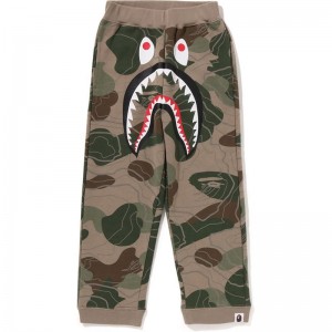 Kids' Bape Layered Camo Shark Sweat Pants Pants Beige USA | YN1258528