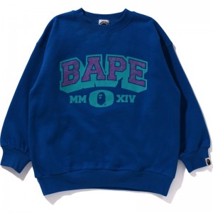 Kids' Bape Line Camo Crewneck Relaxed Fit Sweatshirts Blue USA | GO1198918