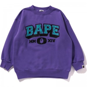 Kids' Bape Line Camo Crewneck Relaxed Fit Sweatshirts Purple USA | SX0519859