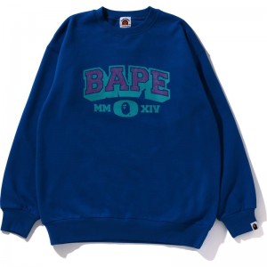 Kids' Bape Line Camo Crewneck Relaxed Fit Sweatshirts Blue USA | BY6593153