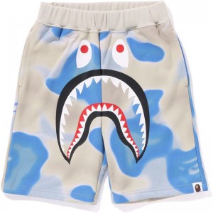 Kids' Bape Liquid Camo Shark Sweat Shorts Shorts Blue USA | UC3370330