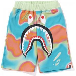 Kids' Bape Liquid Camo Shark Sweat Shorts Shorts Green USA | QO0782772