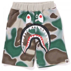 Kids' Bape Liquid Camo Shark Sweat Shorts Shorts Olivedrab USA | EE1170910