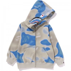 Kids' Bape Liquid Camo Shark Zip Hoodie Hoodie Blue USA | AS7555555