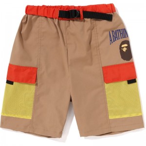 Kids' Bape Mesh Pocket Shorts Shorts Beige USA | NH8571851