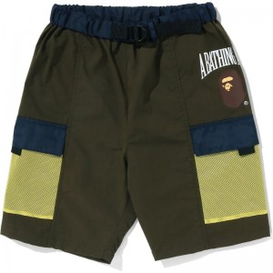 Kids' Bape Mesh Pocket Shorts Shorts Olivedrab USA | EB1872482