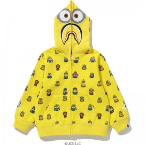 Kids' Bape Minions Shark Zip Hoodie Hoodie Yellow USA | VW7754574