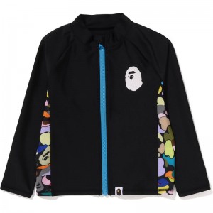 Kids' Bape Multi Camo Rash Guard Jackets Black USA | JI2409049