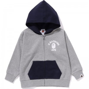 Kids' Bape One Point College Zip Hoodie Relaxed Fit Hoodie Grey USA | KU1043803