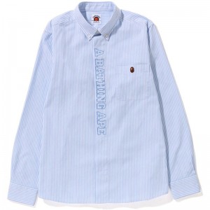 Kids' Bape Pin Oxford Bd Shirt Shirts Blue USA | MQ8377237