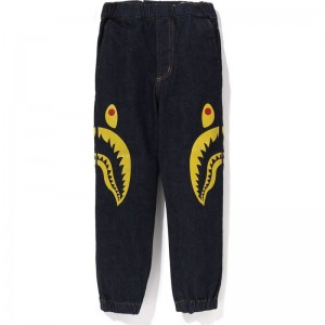 Kids' Bape Side Shark Jogger Denim Pants Pants Indigo USA | RG8478248