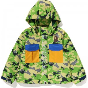 Kids' Bape Woodland Camo 4way Hoodie Jacket Hoodie Green USA | HV1161411