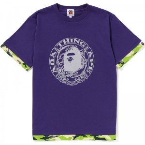 Kids' Bape Woodland Camo Layered Tee Cut And Sewn Purple USA | NT4197517