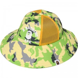 Kids' Bape Woodland Camo Mesh Hat Caps Green USA | LE2454944