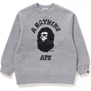 Kids' Bape X Chocomoo College Crewneck Sweatshirts Grey USA | NI2155315