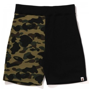 Men Bape 1st Camo Back Shark Sweat Shorts Shorts Green USA | WT9797277