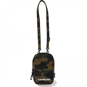 Men Bape 1st Camo Cordura Phone Shoulder Bag Bags Green USA | NV6082202