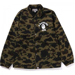 Men Bape 1st Camo Nylon Tussah Coach Jacket Jackets Green USA | OG7377537