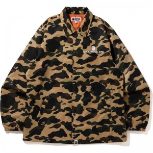 Men Bape 1st Camo Nylon Twill Coach Jacket Jackets Yellow USA | AA6205625