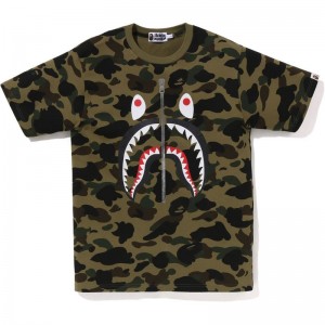 Men Bape 1st Camo Shark Tee Cut And Sewn Green USA | HB9039609