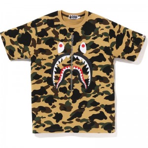 Men Bape 1st Camo Shark Tee Cut And Sewn Yellow USA | FS6831781