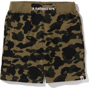 Men Bape 1st Camo Sweat Shorts Shorts Green USA | QJ6233623