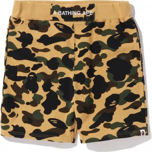 Men Bape 1st Camo Sweat Shorts Shorts Yellow USA | WO1811781