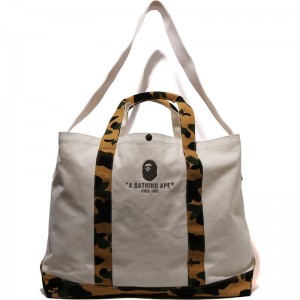 Men Bape 1st Camo Tote Bag Bags Yellow USA | DK3257827