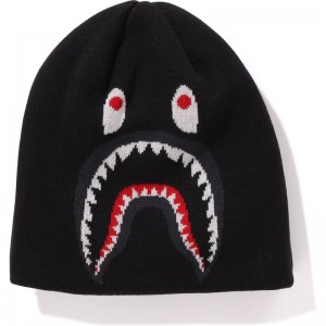 Men Bape 2nd Shark Knit Cap Caps Black USA | FH5603863