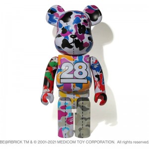 Men Bape A Bathing Ape 28th Anniversary Be@rbrick 1000% Figure Blue USA | RH3806786