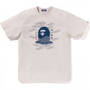 Men Bape A Bathing Ape 31st Anniv. Ape Head Tee Cut And Sewn White USA | ZU0731671