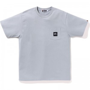 Men Bape A Bathing Ape Label Pocket Tee Cut And Sewn Grey USA | OG8141011