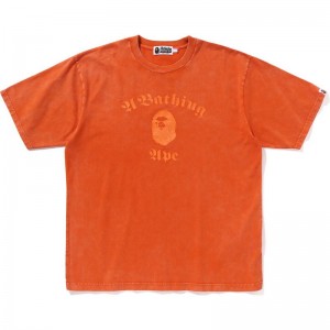 Men Bape A Bathing Ape Overdye Relaxed Fit Tee Cut And Sewn Orange USA | DF3306236