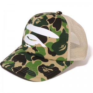 Men Bape Abc Camo Ape Face Mesh Cap Caps Green USA | CE6831281